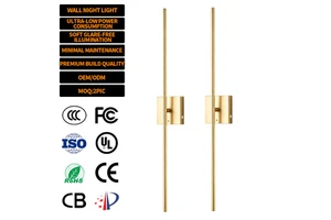 Square Base Gold Black Silver 6000mAh Linear LED Long Tube Wall Lamp Crafted Wall Light for Bedroom Bedside Living Room Hallway