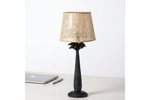 2026 New Design Luxury Woven Shade Warm Tone Eye Protection Table Lamp for Bedside Nightstand