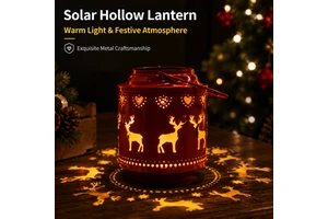 Nordic Style Christmas LED Lantern Solar Powered Rechargeable Portable Indoor Electronic Candle Light For Holiday Decoration