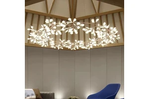 Nordic Hotel Living Room Firefly Chandelier Postmodern Light Luxury Iron Gold LED Overhead Dimmable Creative Personality Bedroom
