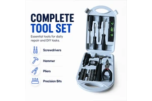 36pcs Universal Manual Tool Set in Plastic Storage Case Durable Hardware Toolkit for Household Repairs and DIY Maintenance