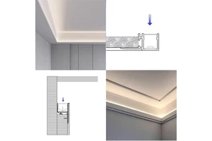 Aluminum Channel Profiles for LED Fixtures in Cabinet-style, with Diffuser End Clamps, and Customizable Length