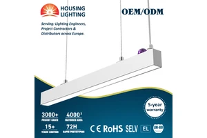 Rectangle Hanging Linear Light up Down Light 12W 20W 24W 30W 40W 4ft 5ft Seamless Linking Office Pendant Light with Zhaga Sensor