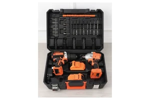 22PCS Carbon Steel Power Drill Repair Kit with Hard Case Battery Charger Drill Bits and OEM Service