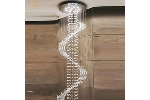 Factory Price Indoor Ceiling Lights Classic Hotel Villa Decor Lobby Chandelier Luxury High Ceiling Long Stair Pendant Light