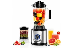 Electric Blender 3-Speed with Pulse 2-in-1 Dry Grinder Mill Stainless Steel Base Compact Smoothie Maker for Home Kitchen
