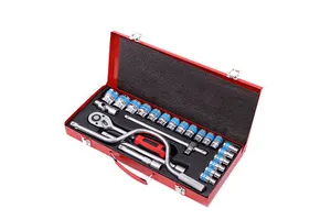 24PCS Tool Kit Multi Function Aluminum Iron Ratchet Socket Wrench Set Tool Box Set Hand Tool Sets