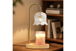 Indoor Tabletop Decorative Flower Candle Warmer Lamp Adjustable Glass Shade Bedside Table Lamp Night Lamp