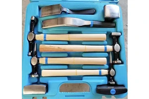 Professional 9 Pieces of Car Body Dent Repair Hammer Dolly Tool Kit in Plastic Box Auto Panel Beater Sheet Metal Tool