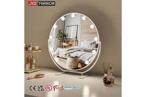 Large 50cm 3 Colors Modes Lighted Circle Desktop Touch Screen Led Bulbs Makeup Cosmetic Vanity Mirror With Lights