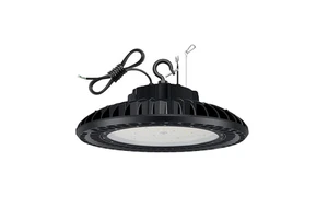 DLC Listed 300W UFO Dimmable LED Light Ra80 41000LM High/Low Bay 5000K Daylight IP65 Black 5-Year Warranty Outdoor Warehouse Use