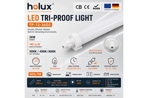 LED Tri Proof Light 36W 140lm W IP65 CE ERP RoHS 3 CCT 1200mm 5 Years Warranty PC Housing CRI 80 Indoor/Outdoor