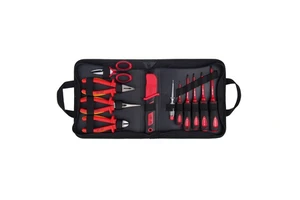 Professional 12-Piece VDE Insulated JACK WORTH JK1466A Tool Set with Cr-v & Stainless Steel Tools Red & Black