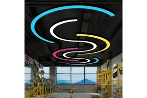 Modern 3CCT Dimming Circle Linear Lighting 110-265v LED Pendant Lamp Ceiling Hanging Light Arc Chandelier for Restaurant Gym
