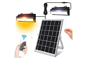IP65 Waterproof Outdoor Solar Lights for Shed With Pull Cord Warm White 2 in 1 Solar Powered Corridor Wall Lights Remote Control