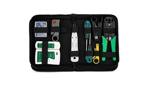 Household Maintenance Tools Electrician Three-Use RJ45 Network Pliers Set with Network Tester Crystal Head (Military Standard)