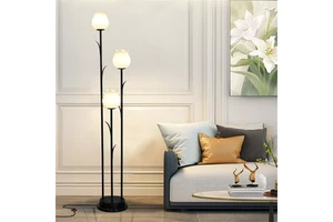 Nordic 3-Head Creative Flower Floor Lamp for Living Room Bedroom Hotel Decor Black Standing Light