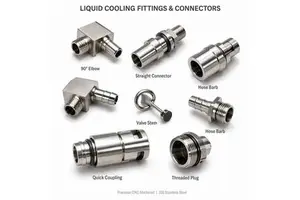 OEM CNC Machined Liquid Cooling Fittings Connectors Hose Barb Elbow Quick Connect For Data Center EV Thermal