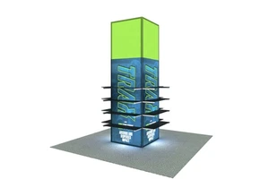 Unique SEG Fabric LED Light Box Display Aluminum Frame Trade Show Equipment Backlit Pillar Tower Rack Stand Exhibition Backlit