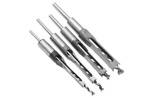 4PCS 1/4, 5/16, 3/8, 1/2 Inch Wood Square Hole Mortise Chisel Drill Bit For Wood Square Hole Drilling