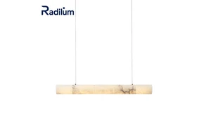 Aumatra HF Horizontal Pendant Light Sleek Alabaster Linear Suspension Lamp with Warm Illumination for Dining and Kitchen Spaces