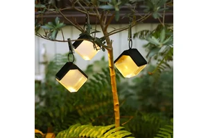 RGB & Warm White Solar LED Wall Light IP44 Rated Outdoor Garden Lamp with PVC Hanging Design CRI95 75 Beam Angle