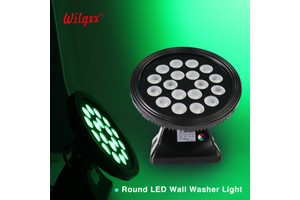 18x4W RGBW Round Wall Washer Light DMX512 Control 150° Angle Adjustable IP65 Outdoor Tempered Glass Cover for Building Contour