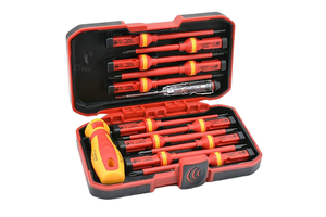 Insulated Tool Set Including VDE Insulated Screwdriver Insulated Open End Wrench and Insulated Plier in Plastic Box