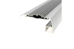 LED Aluminum Profiles Grooved Stair Nosing Edge Customizable Length Opal PC Cover for Illuminating Steps Lamp Holders Bases