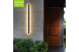 Solar Modern Long Strip LED Porch Linear Light IP65 Villa Sconce Aluminum Waterproof Black Garden Wall Light