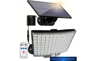Solar-powered IP65 Outdoor Street Light Wall-mounted with Human-sensing Battery Detachable Black Energy Saving