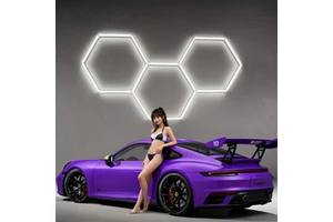 LED Work Lights for Garage Ceiling Luminaires Hexagon Honeycomb Lamp for Parking Garage and Workshop