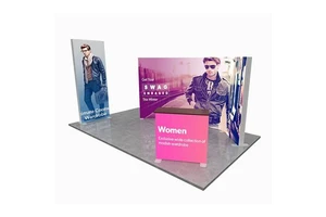 Trade Show Booth Displays a Rectangular Seg Pop-up LED Backlight Box with a Tension Fabric Background Folding Light Box