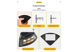 Solar LED Step Lamp Outdoor Home Garden Stairs Rainproof White & Warm Light Atmosphere Decoration