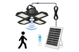 Solar Shed Light LED Remote Control Motion Sensor Pendant Lamp Warm White Balcony Outdoor Lighting Garage Garden Indoor Foldable