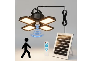 Super Bright Solar Shed Light Indoor Barn Pendant Lamp With Remote Control Motion Sensor For Home Garage Outdoor Waterproof