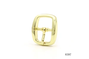 Polished Gold 15mm Metal Strap Pin Buckle Custom Metal Shoe Buckle with Logo Engraved
