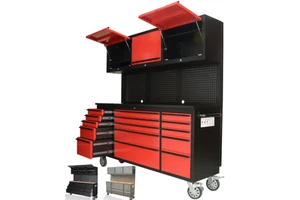 72 Inch Garage 430 Stainless Steel Tool Cabinet Combination Tool Workbench Chest With Storage Drawer For Heavy Duty Workshop
