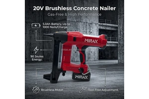 High-Power Cordless Lithium-Ion Steel Nail Gun 90S2 16-40mm Nail Length Range, Supports Universal 220V/110V Voltage