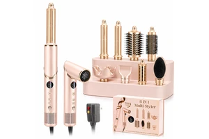2026 Pink Air Styler 8 In 1 Hot Air Brush High Speed Hair Dryer Auto Curler Blow Dryer Comb Ionic 8 In 1 Multi Hair Styler