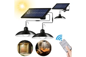 Single Dual Heads Solar Pendant Lights Remote Control Indoor Outdoor Shed Lamp Led Hanging for Storage Room Yard Porch Garden