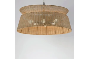 Handmade Rattan Dark Bronze Hanging Ceiling Lamp Fixture Home Decor Lampshade Pendant Light for Bedside Livingroom Restaurant