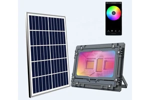 Smart Control Solar Luminaire With Bluetooth Music Rhythm IP67 800W RGB Solar LED Flood Light