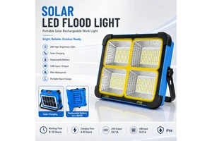 Portable Solar LED Flood Light 288LED Rechargeable Camping Lamp IP66 Waterproof Outdoor Emergency Work Light