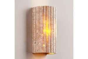 Modern Japanese Style Wabi Sabi Wall Light Yellow Travertine Bedroom Bedside Lamp for Home Inns Villa Corridor Outdoor Use