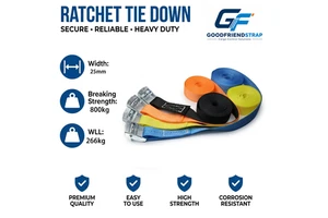 Source Factory 1 Inch Polyester Lashing Strap With Zinc Alloy Cam Buckle Multiple Colors Customized Cargo Binding Belt
