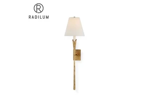 Designer Model Transitional Light Hotel Project Solid Brass Fabric Shade E26/E27 Bulb High-end Wholesale Supply Aiden Wall Lamp