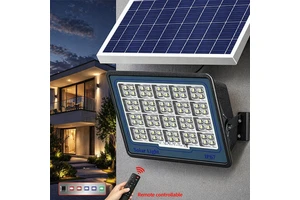 Portable Solar Flood Light with Large Capacity Battery IP67 Waterproof 360° Beam Remote Touch Timer for Outdoor Courtyard Farm