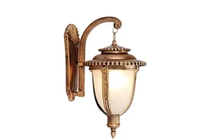 Traditional Antique Decorative Gold Metal LED Wall Lamps Rectangular Upper With IP54 Rating Indoor Outdoor Waterproof Lighting