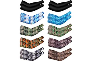 Tactical Camouflage Arm Sleeves with Thumbholes UV Protection Cooling Sun Sleeves for Hunting Cycling Running Basketball Set